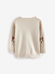 Ecru Marl Dogs 100% Cotton Crew Neck Jumper (3mths-7yrs) - Image 5 of 7