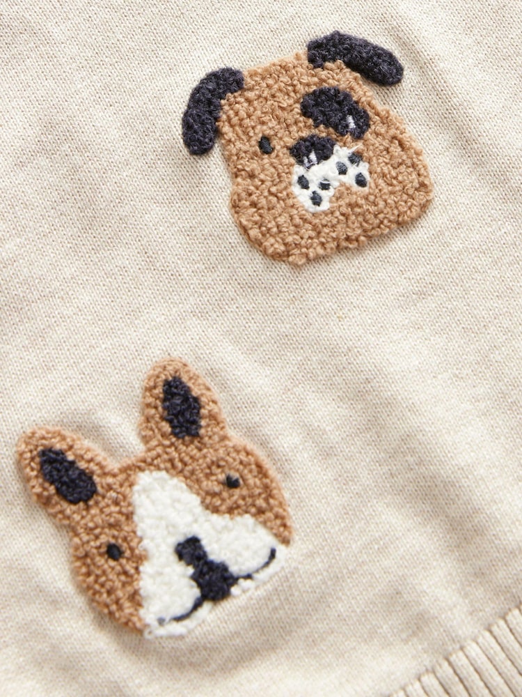 Ecru Marl Dogs 100% Cotton Crew Neck Jumper (3mths-7yrs) - Image 7 of 7