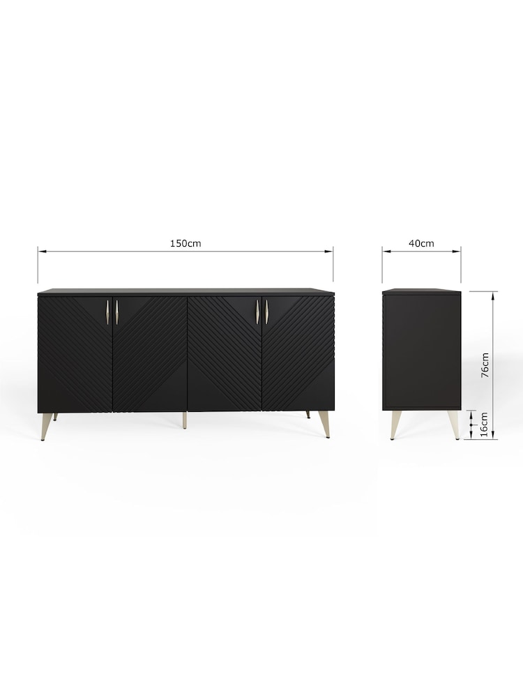 Frank Olsen Midnight Black AVA Four Door Smart Sideboard - Image 13 of 13 Frank Olsen Midnight Black AVA Four Door Smart Sideboard - Image 13 of 13