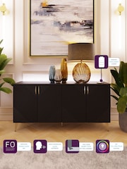 Frank Olsen Midnight Black AVA Four Door Smart Sideboard - Image 3 of 9