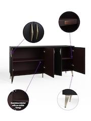 Frank Olsen Midnight Black AVA Four Door Smart Sideboard - Image 5 of 9