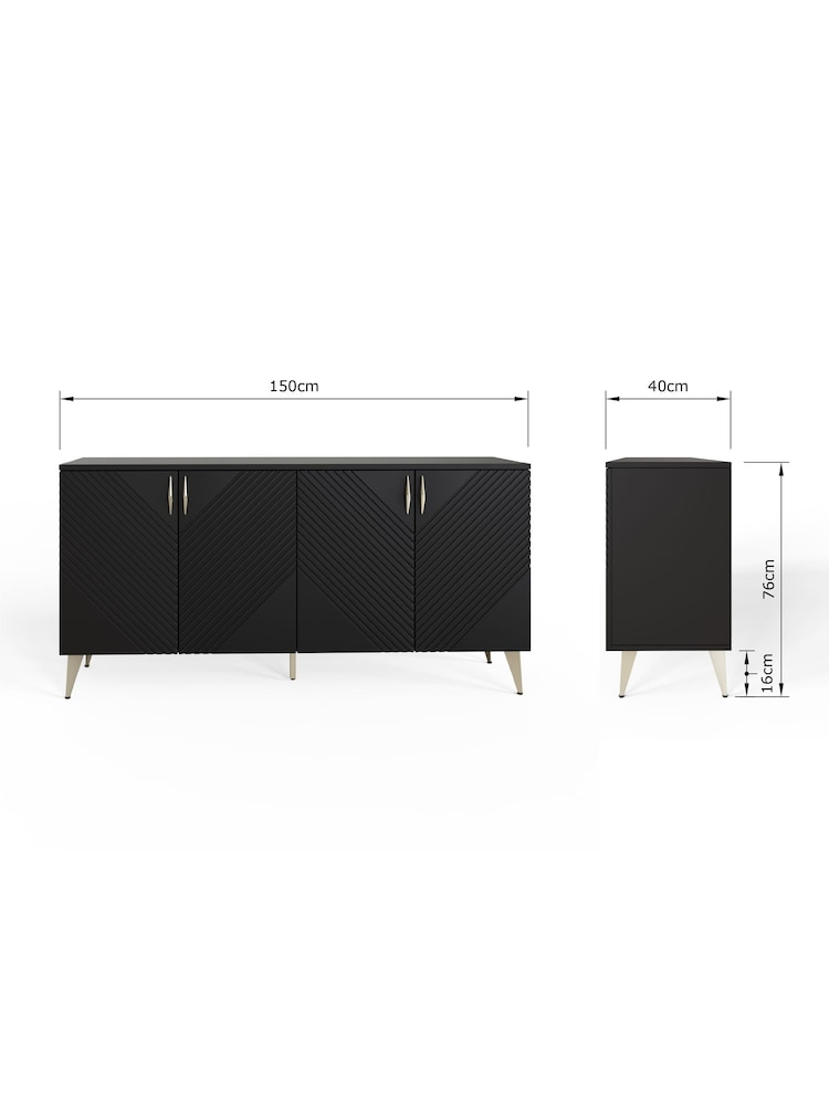 Frank Olsen Midnight Black AVA Four Door Smart Sideboard - Image 9 of 9