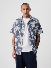 GAP Blue Chambray Resort Floral Shirt - Image 1 of 4