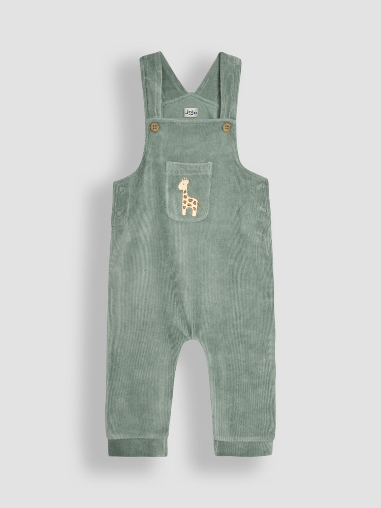 JoJo Maman Bébé Green Giraffe Appliqué Dungarees & Print Top Set - Image 2 of 8