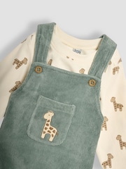 JoJo Maman Bébé Green Giraffe Appliqué Dungarees & Print Top Set - Image 6 of 8