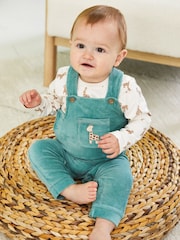 JoJo Maman Bébé Green Giraffe Appliqué Dungarees & Print Top Set - Image 7 of 8
