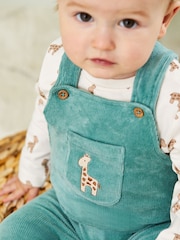 JoJo Maman Bébé Green Giraffe Appliqué Dungarees & Print Top Set - Image 8 of 8