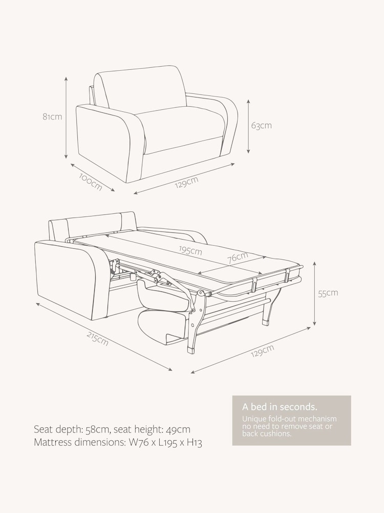 Jay-Be Brushed Twill Smoke Grey Brushed Deco Snuggle Sofa Bed - Image 6 of 6