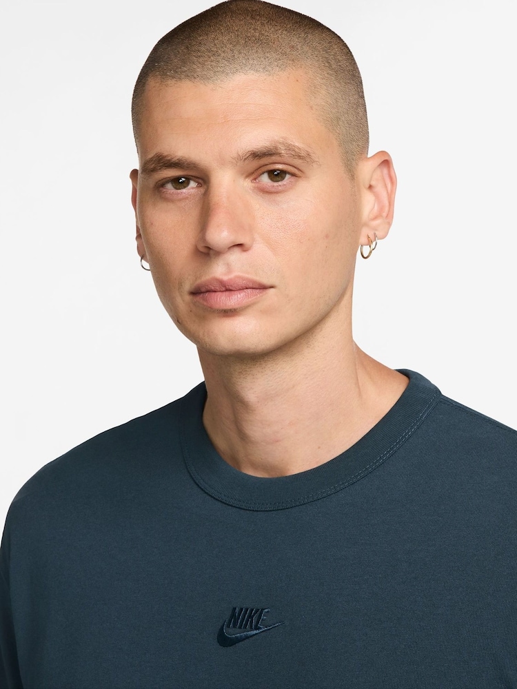 Nike Armory Navy Sportswear Premium 100% Cotton Essentials T-Shirt - Image 3 of 3