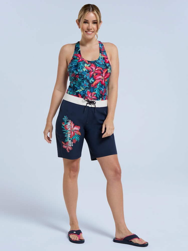 Animal Blue/White Womens Nora Classic Quick Drying Board Shorts - Image 2 of 9