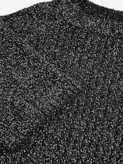 Black Sparkle Sequin Mesh Knitted Half Sleeve Jumper - Image 8 of 9