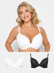 Yours Curve Black Plunge Microfibre Bra 2 Pack - Image 1 of 6