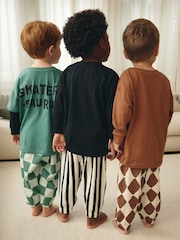Green/Black/Rust Checkerboard 3 Pack Oversized Pyjamas (9mths-10yrs) - Image 2 of 13