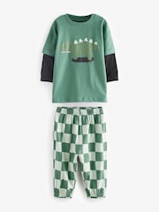 Green/Black/Rust Checkerboard 3 Pack Oversized Pyjamas (9mths-10yrs) - Image 7 of 13