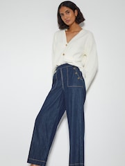 Monsoon Blue Harper Short Length Crop 100% Cotton Jeans - Image 1 of 5