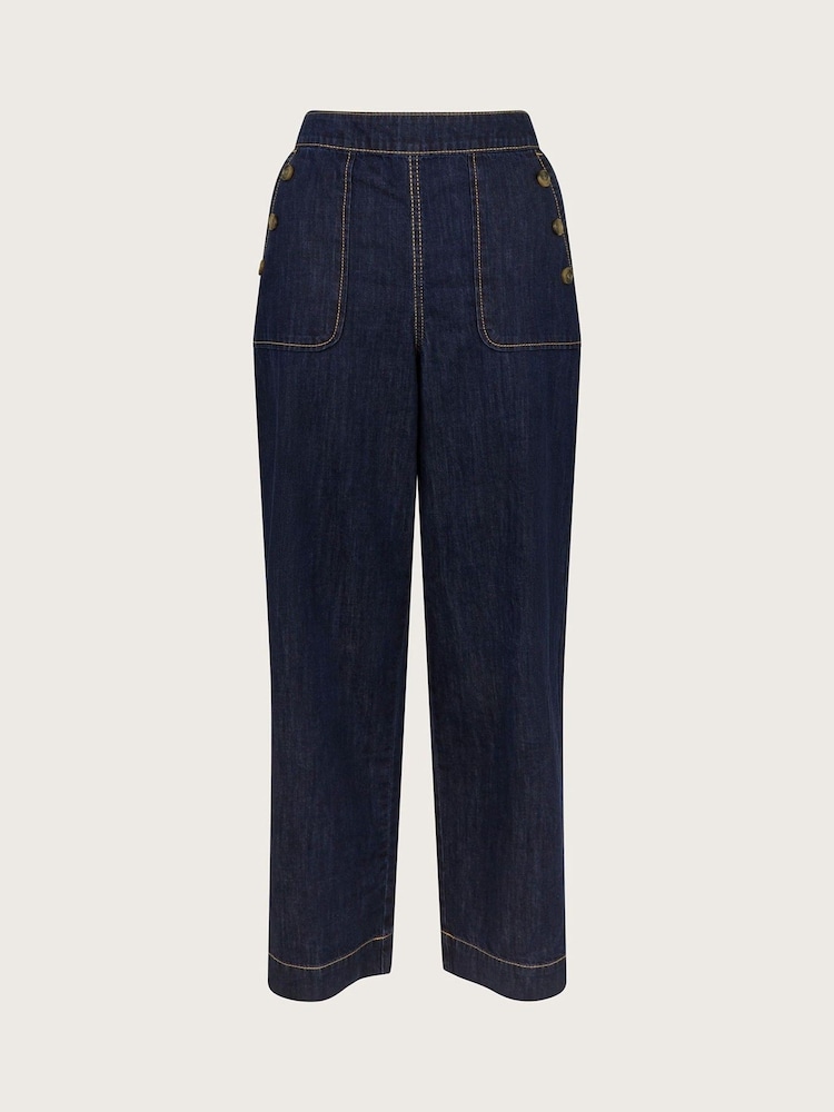 Monsoon Blue Harper Short Length Crop 100% Cotton Jeans - Image 5 of 5