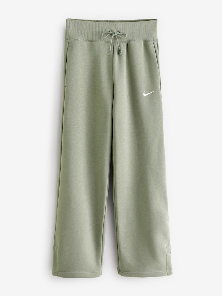 Nike Green Phoenix Fleece High Waisted Wide Leg Joggers - Image 6 of 6