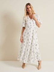 Phase Eight Cream Nelly Wrap Midi Dress - Image 2 of 8