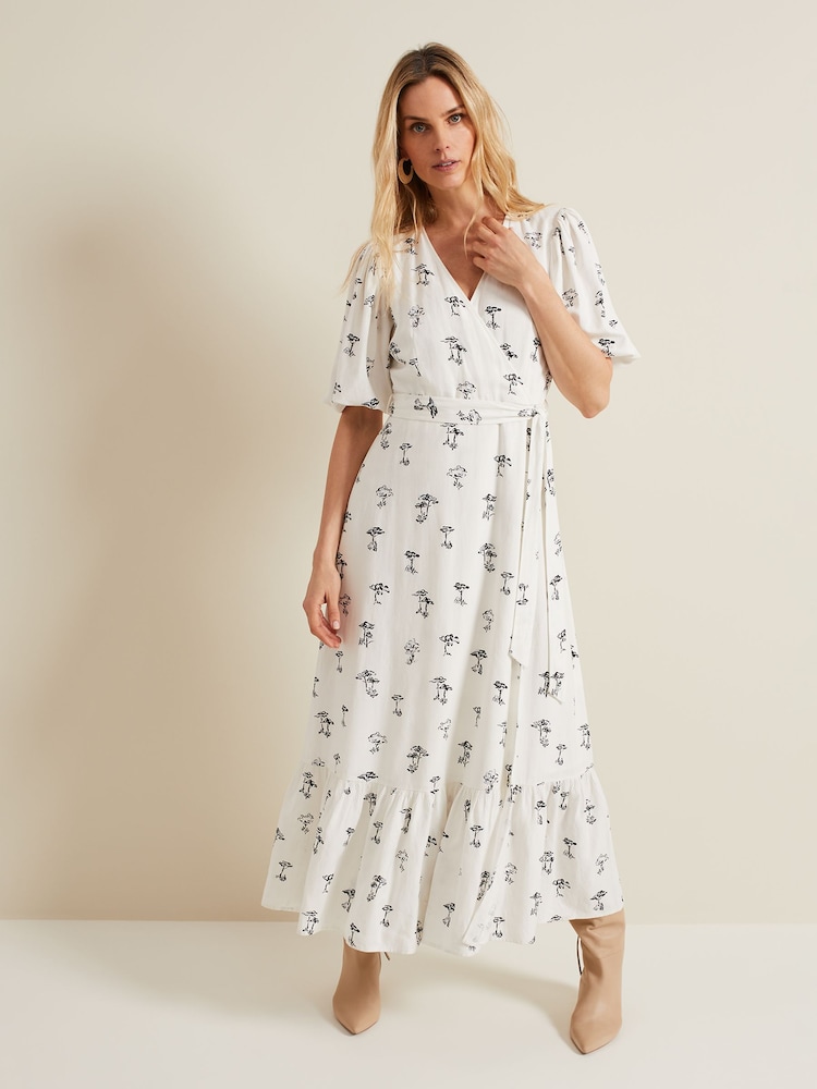 Phase Eight Cream Nelly Wrap Midi Dress - Image 2 of 8