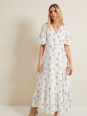 Phase Eight Cream Nelly Wrap Midi Dress - Image 4 of 8
