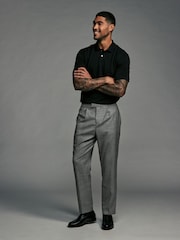 Серый - Elasticated Waist Wool Blend Check Regular Fit Smart Trousers - Изображение 4 из 9