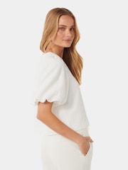 Forever New White Nara Textured Bubble Sleeves Top - Image 2 of 5