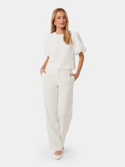 Forever New White Nara Textured Bubble Sleeves Top - Image 4 of 5