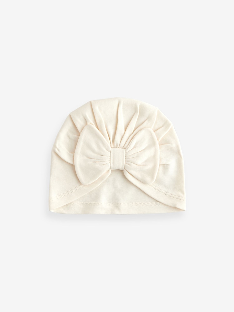 Black/White Baby Bow Turban 100% Cotton Hats 2 Pack (0-18mths) - Image 2 of 3