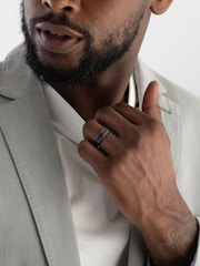 Beaverbrooks Platinum and Zirconium Black Wedding Ring - Image 2 of 5