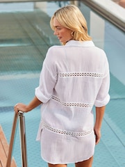 Sosandar White Longline Beach Shirt - Image 3 of 5