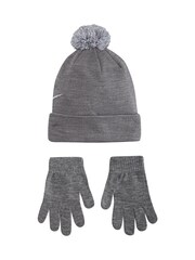 Nike Grey Swoosh Pom Beanie Gloves Set 4-7yrs - Image 2 of 7