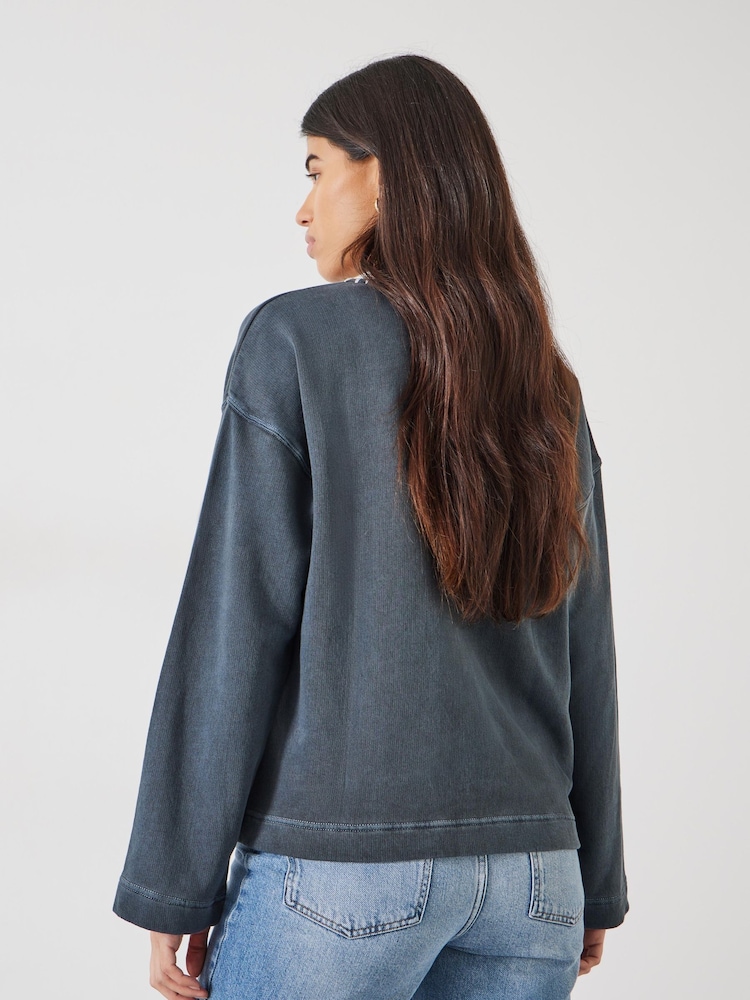 Hush Grey Ellison Contrast Stitch Sweatshirt - Image 2 of 5 Hush Grey Ellison Contrast Stitch Sweatshirt - Image 2 of 5