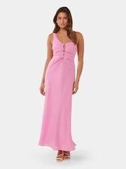 Forever New Pink Pure Linen Dalia One Shoulder Dress - Image 1 of 4