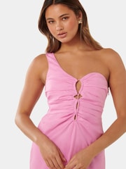 Forever New Pink Pure Linen Dalia One Shoulder Dress - Image 4 of 4
