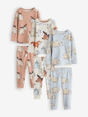Multi Neutral 3 Pack Snuggle Pyjamas (9mths-10yrs) - Image 4 of 9