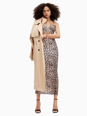 AllSaints Brown 100% Linen Amaya Leopard Print Dress - Image 5 of 7
