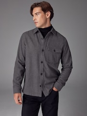 Grey Single Pocket Shacket With Wool - Image 1 of 10