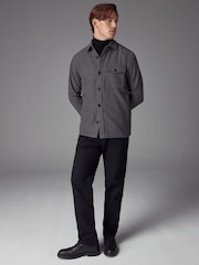 Grey Single Pocket Shacket With Wool - Image 2 of 10