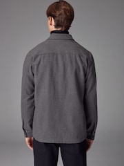 Grey Single Pocket Shacket With Wool - Image 3 of 10