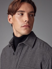 Grey Single Pocket Shacket With Wool - Image 4 of 10