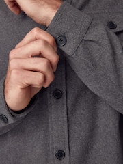 Grey Single Pocket Shacket With Wool - Image 5 of 10