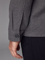 Grey Single Pocket Shacket With Wool - Image 6 of 10