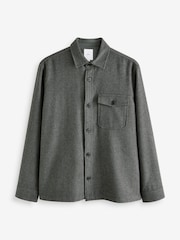 Grey Single Pocket Shacket With Wool - Image 7 of 10