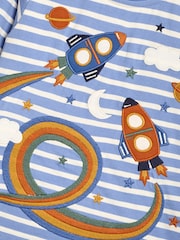 JoJo Maman Bébé Blue Rocket Appliqué and Embroidered Top - Image 3 of 3