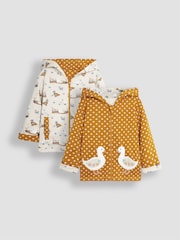 JoJo Maman Bébé Mustard Yellow Duck Appliqué Reversible Hoodie - Image 1 of 8