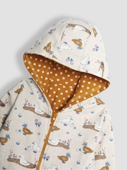 JoJo Maman Bébé Mustard Yellow Duck Appliqué Reversible Hoodie - Image 7 of 8