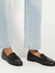 Dune London Black Standard Fit Ginelli Flexi Sole Leather Penny Loafers - Image 1 of 4
