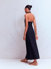 Boden Blue Halter Neck Jersey Maxi Dress - Image 3 of 6