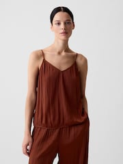 Gap Brown Pleated Satin Camisole - Image 1 of 5