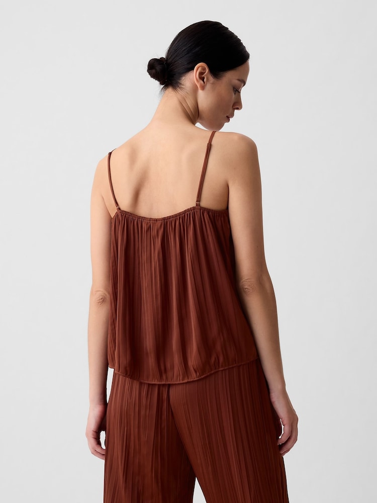 Gap Brown Pleated Satin Camisole - Image 2 of 5